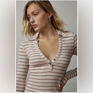 BDG Taylor Polo Top in Neutral Multi X-Small NWT 🏷️